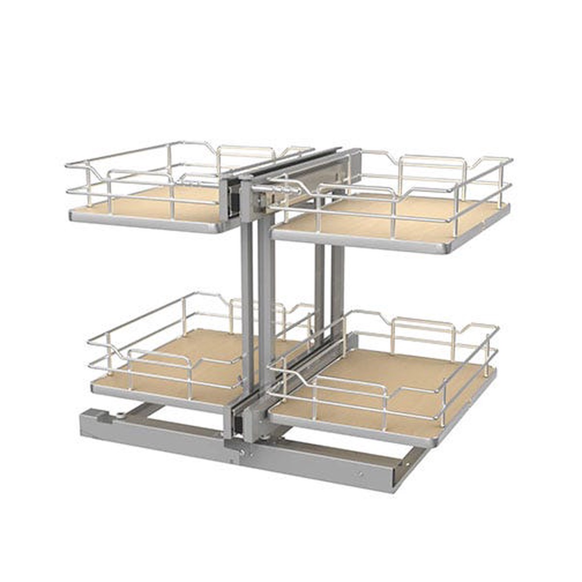 Rev-A-Shelf 53PSPE Elite Solid Bottom Blind Corner Optimizer, 2-Tier, 26-13/32 in. or 32-1/4 in. W, Maple or Gray