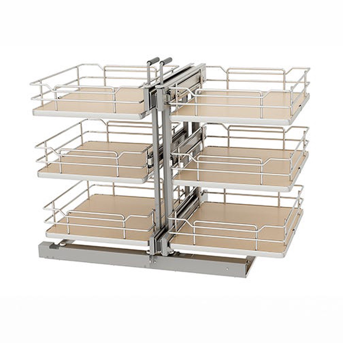 Rev-A-Shelf 53PSPE3 Elite Solid Bottom Blind Corner Optimizer, 3-Tier, 32-1/4 in. W x 26-1/2 in. H, Maple