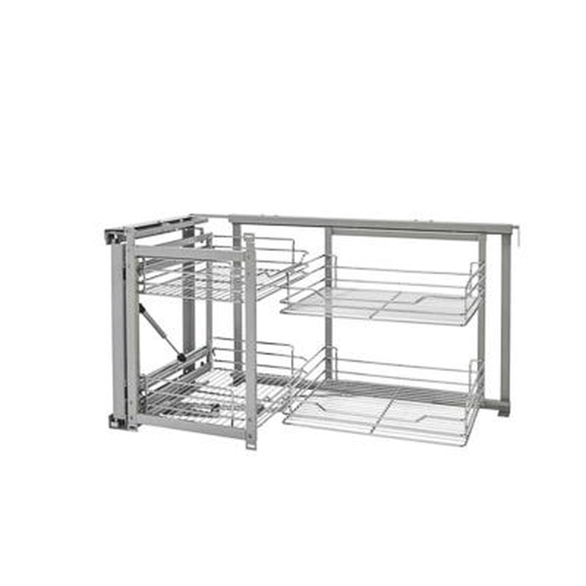 Rev-A-Shelf 5707 Two-Tier Blind Corner Optimizer, 39-48 in W, Soft-Close, Chrome-Plated Steel