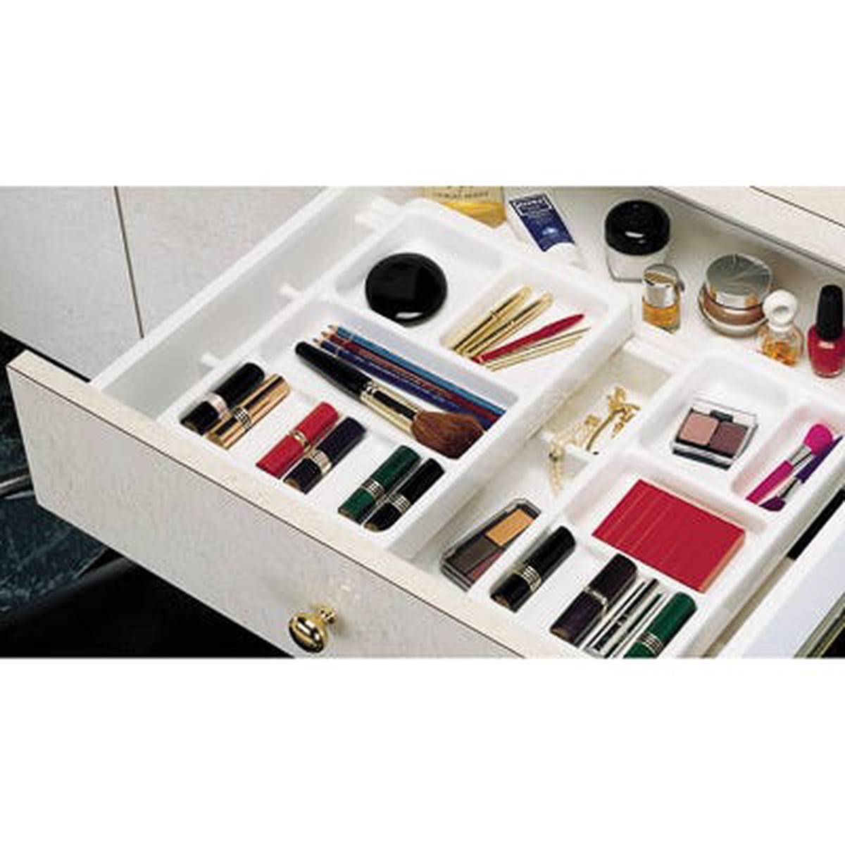 Rev-A-Shelf COSK Polystyrene Small Drawer Insert Cosmetic Rolling Tray, White