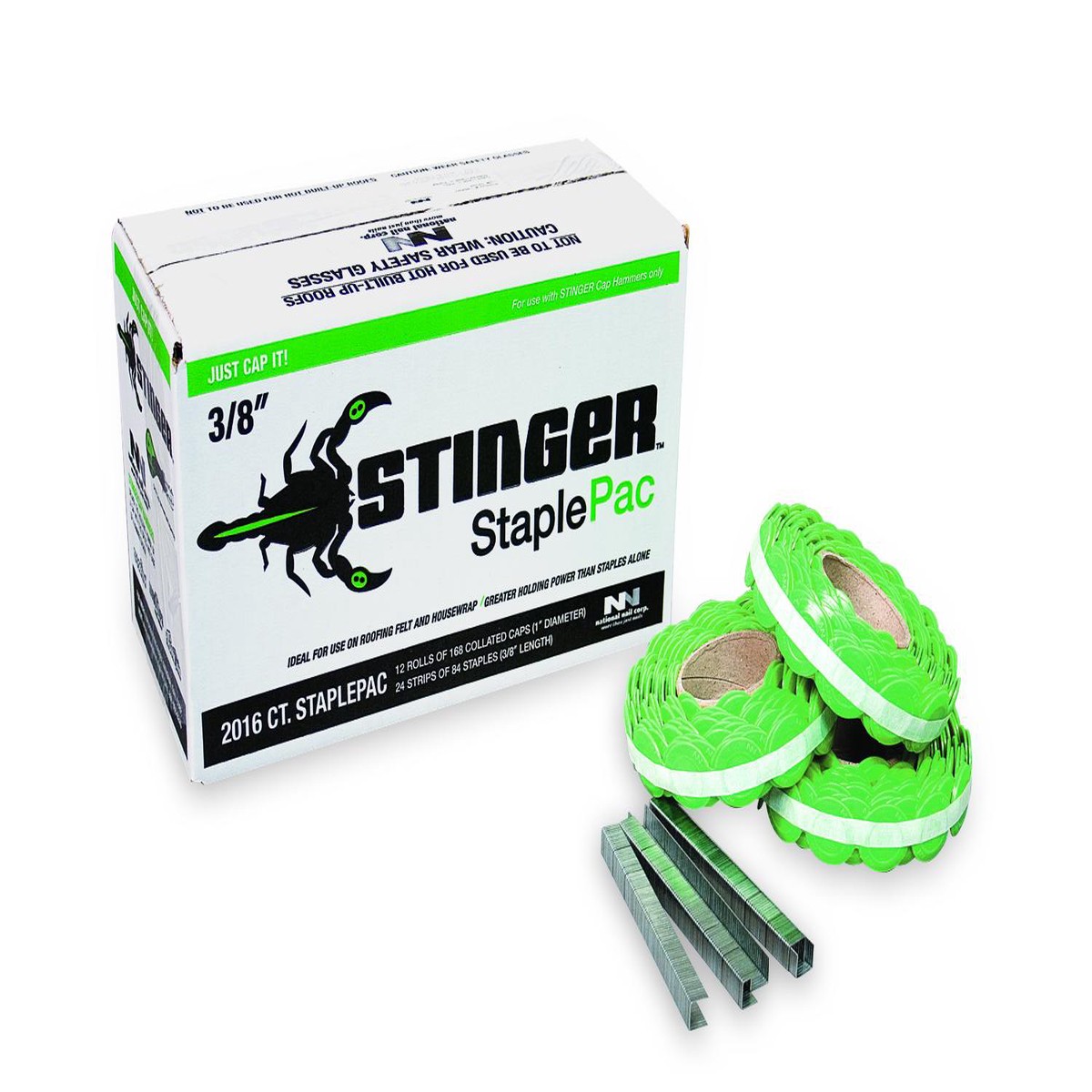 National Nail Stinger CH38 Cap Staples, 2,016 Per Carton