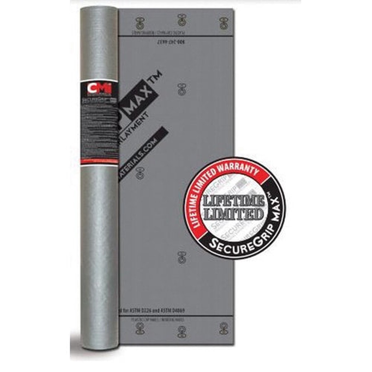 TopShield SecureGrip Max Synthetic Roof Underlayment, Gray 10-Square Roll for Sloped Roofs