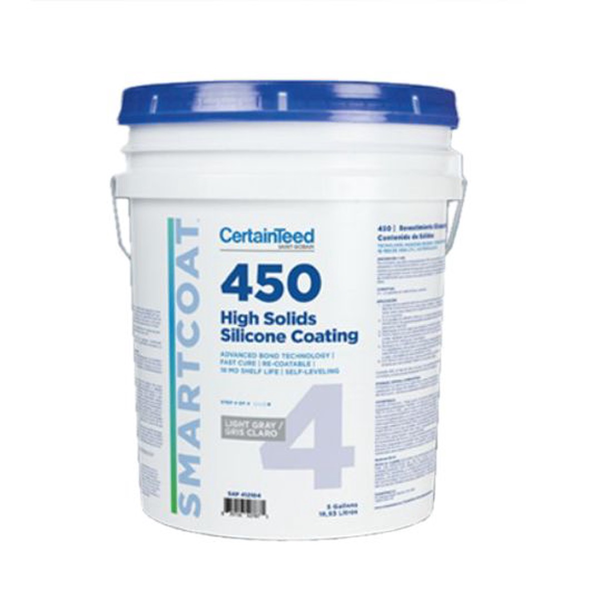 CertainTeed Roofing SMARTCOAT 450 High Solids Silicone Roof Coating - Light Grey, 5 Gallon Pail