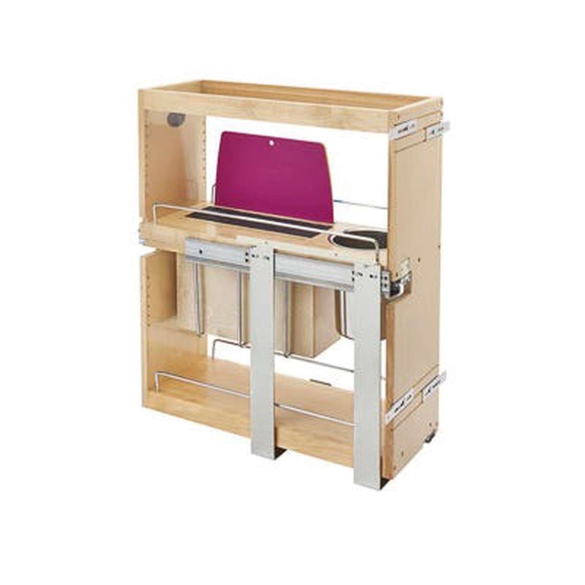 Rev-A-Shelf 449KB BLUMOTION Natural Maple Base Cabinet Pull-Out Organizer, 100 lb, 2-Compartment