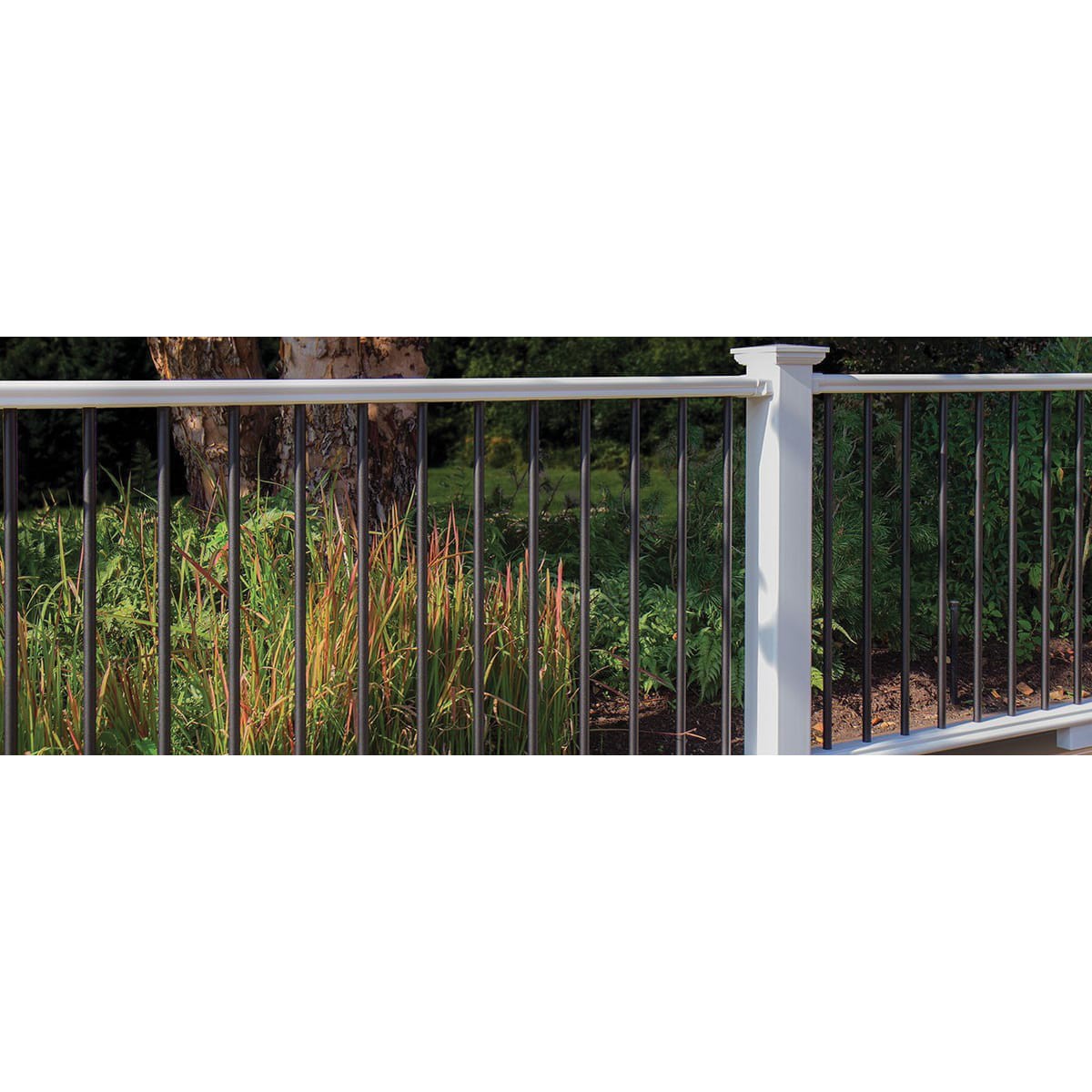CertainTeed Kingston 3 ft. x 10 ft. White Vinyl Rail Kit with Square Balusters and Bread-Loaf Top Rail