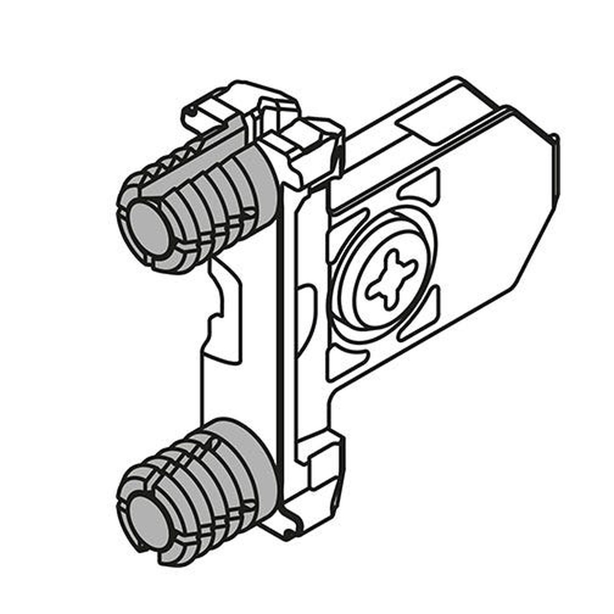 Blum TANDEMBOX Front Fixing Bracket, Nickel, Inserta or Screw-On, for K, N and M Height Drawers