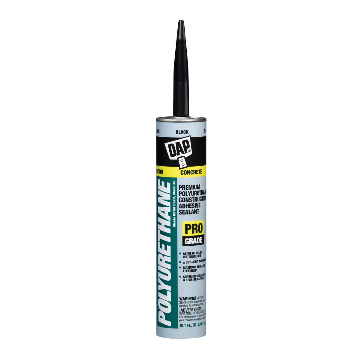 DAP Global Inc DAP Premium Polyurethane Construction Adhesive Sealant, Black, 10.1 fl. oz. Cartridge 18816