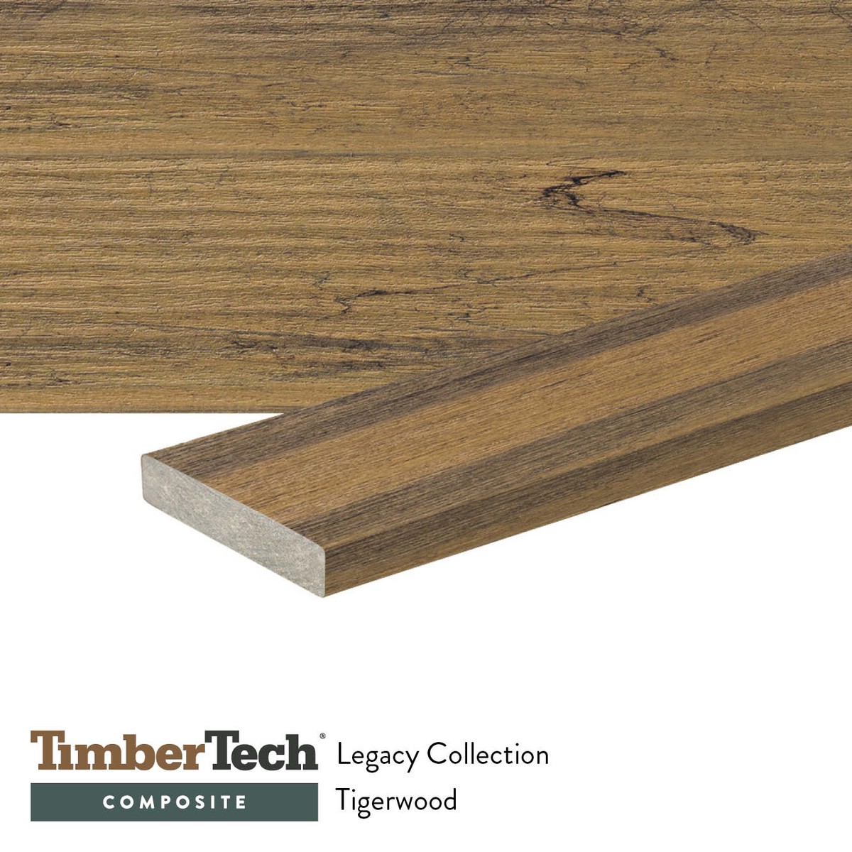 TimberTech Legacy 1-in x 6-in x 16-ft Tigerwood Square/Solid Composite Deck Board