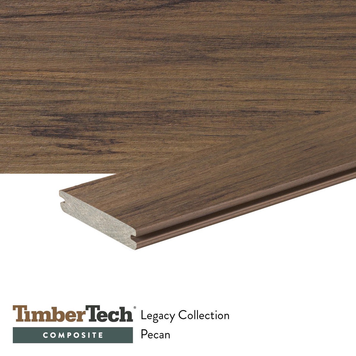 TimberTech Legacy 1-in x 6-in x 12-ft Pecan Grooved/Solid Composite Deck Board