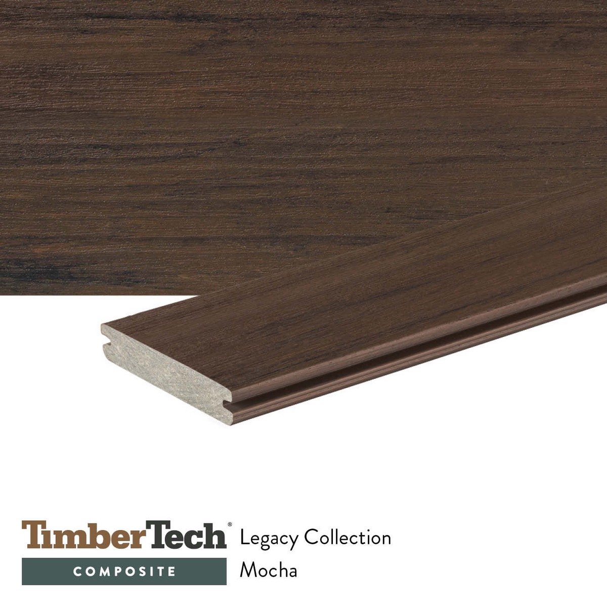 TimberTech Legacy 1-in x 6-in x 20-ft Mocha Grooved/Solid Composite Deck Board