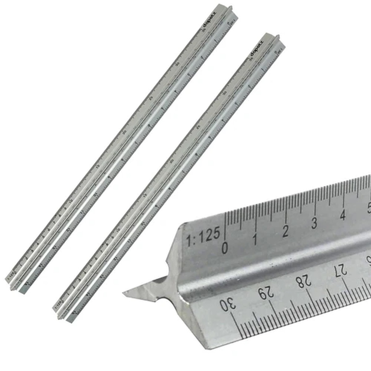 12" 300mm Triangular Aluminum Tri-Scale Ruler Architect Engineer Rule 2Pcs