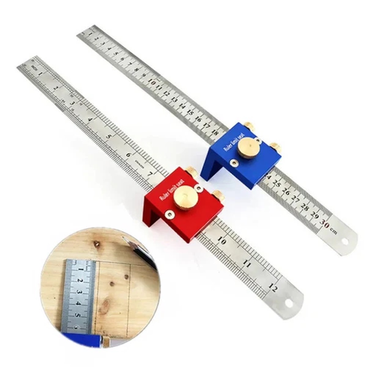 12Inch Scribing Ruler Adjustable 90 Degrees Scale Ruler Measuring Marking Gauge
