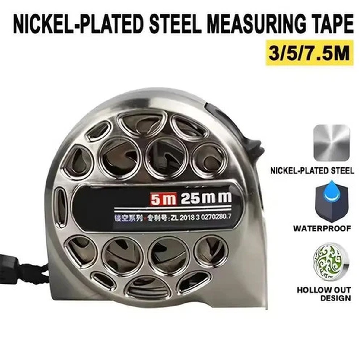 3/5/7.5m Stainless Steel Retractable Measuring Tape Easy Read Measuring Tape