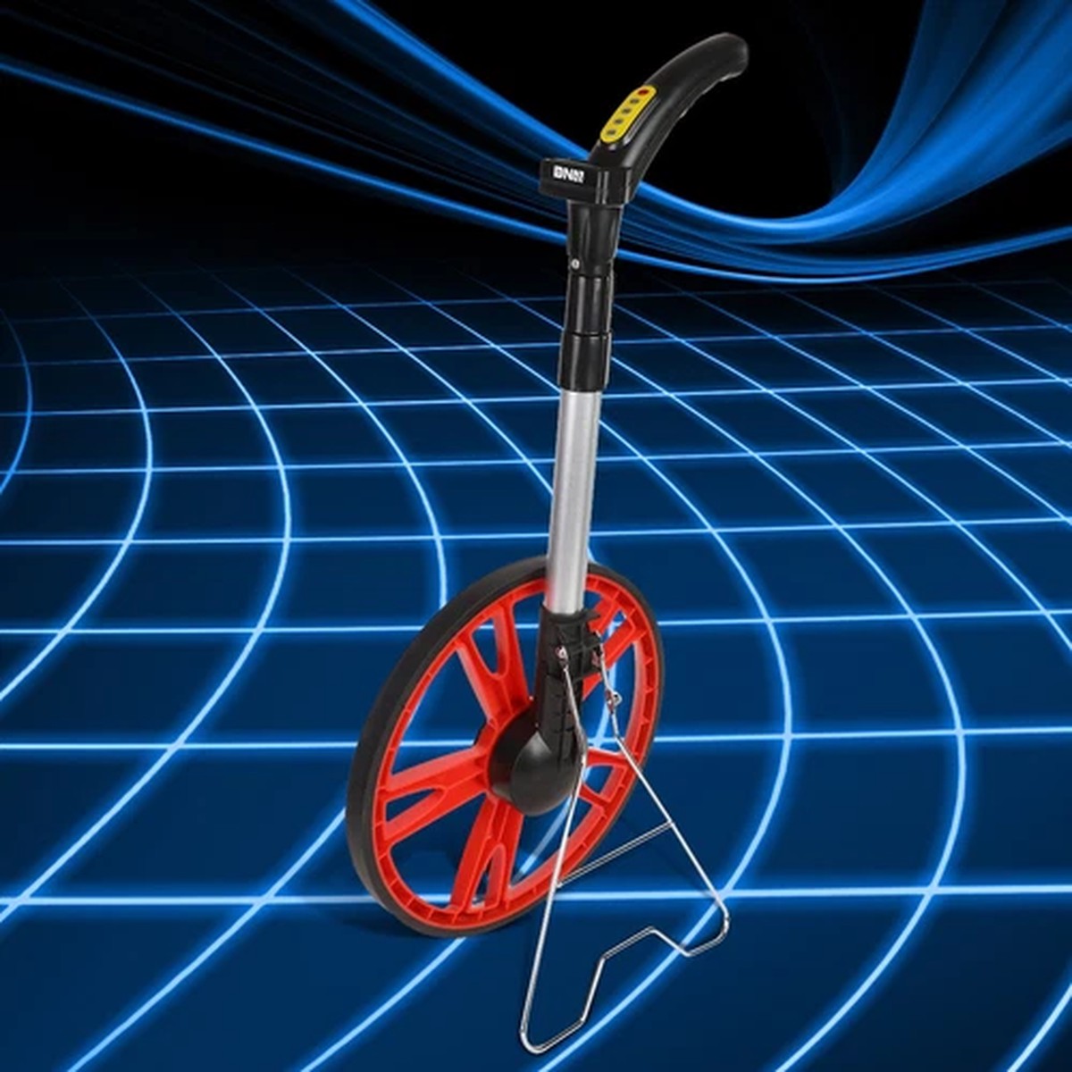Memory Hold Folding Extendable Arm Digital LED Measuring 12-1/2in. Rolling Wheel