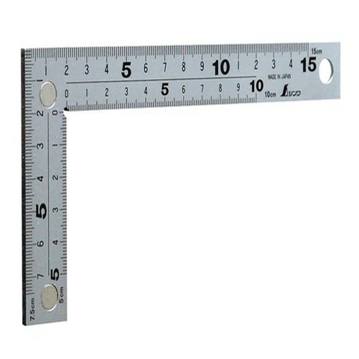 Shinwa Sokutei Square Ruler, Thick and Wide, Same Scale on Both Sides, 8-Row