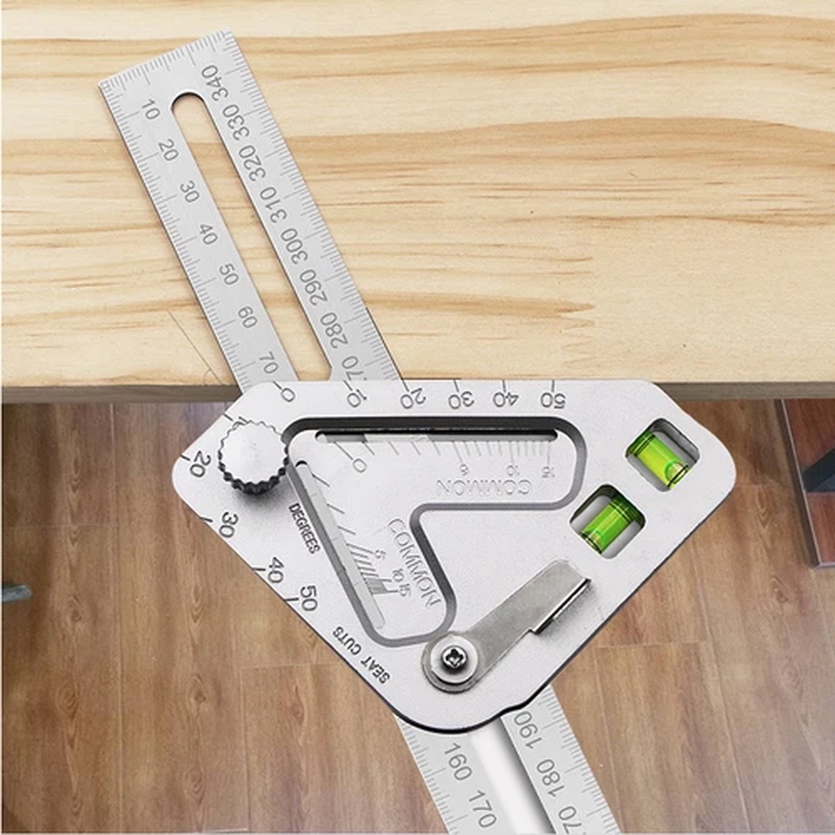 7-in-1 Multi-Functional Angle Ruler Woodworking Speed Square Protractor 13.8"