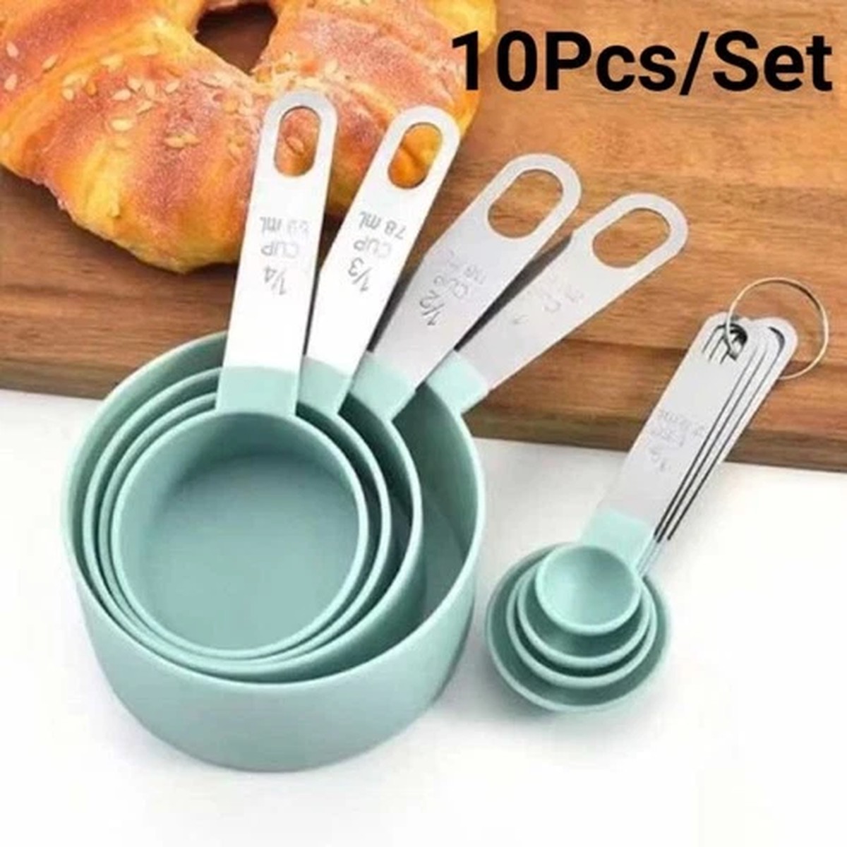 10Pcs Stainless Steel Measuring Spoon Set Teaspoon Tablespoon Scoop Kitchen Tool
