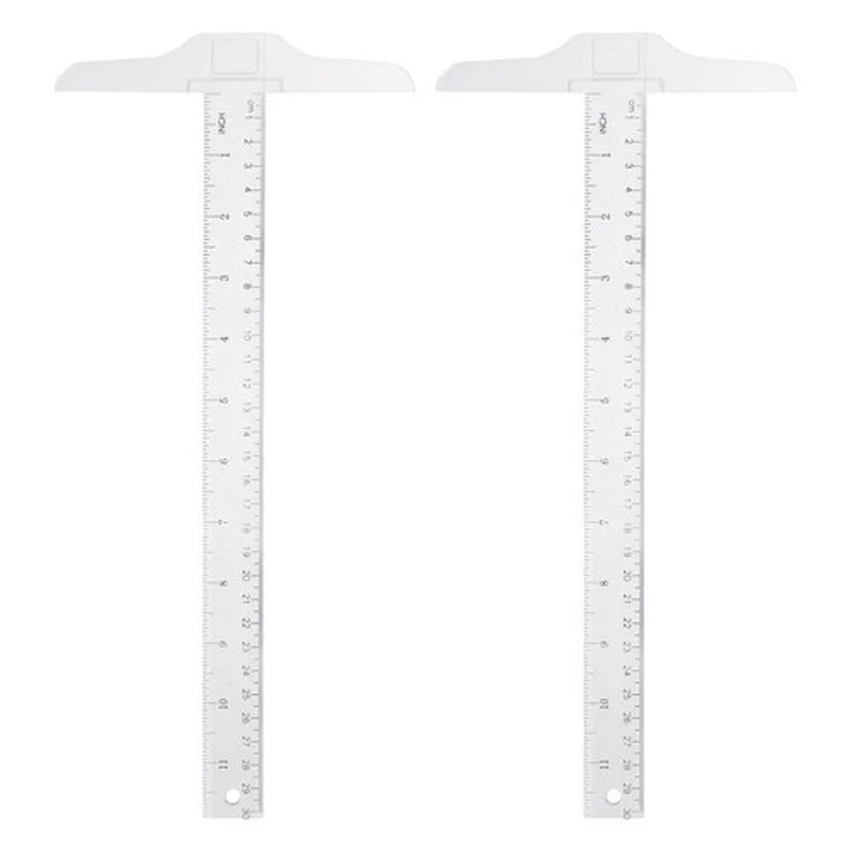 2pcs Double Side Scale Rulers Student Plastic Measuring Tool T Shape Rulers