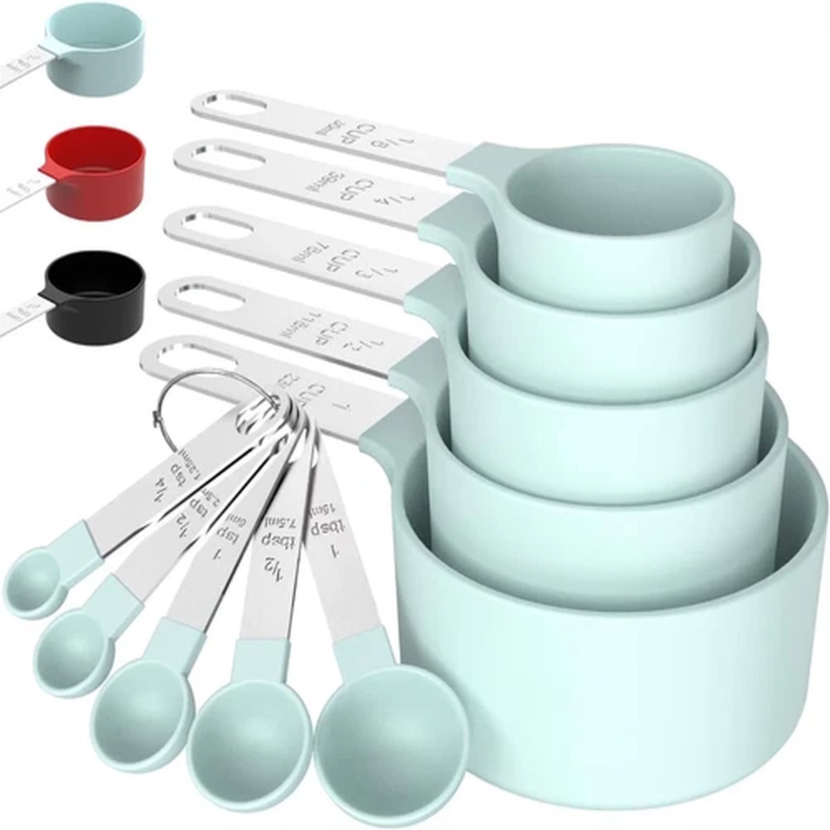 8pc Stainless Steel Measuring Cups & Spoons Set Nesting Kitchen Baking UK