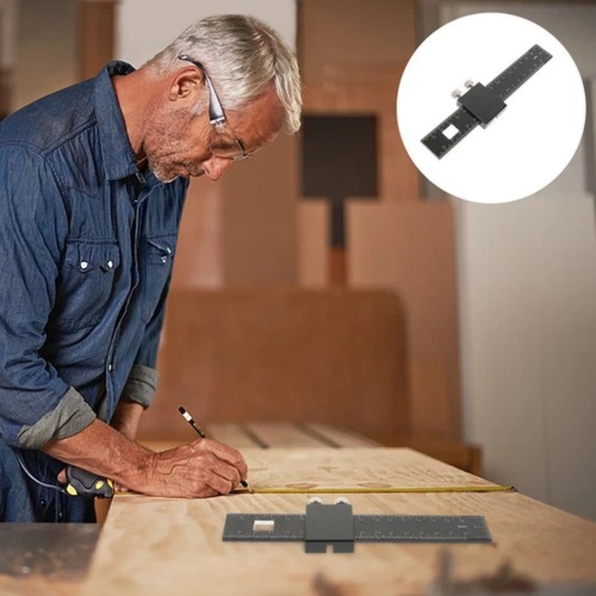 Ruler Woodworking Measuring Tool Construction for Engineer Carpenter