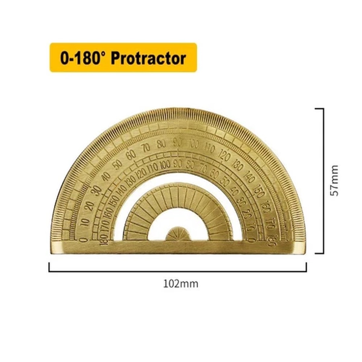 Tool Protractor Replacement School 0-180 Degree 102*57mm Accessories Brass