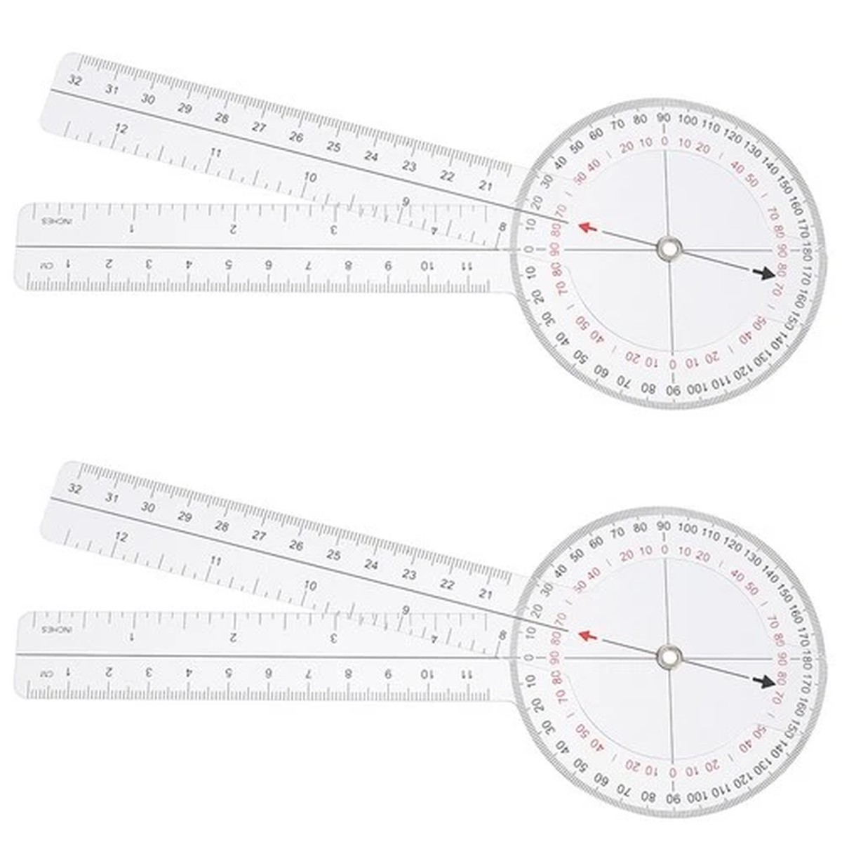 2 Pcs Transparent Ruler Angle Measuring Tool Woodworking Protractor