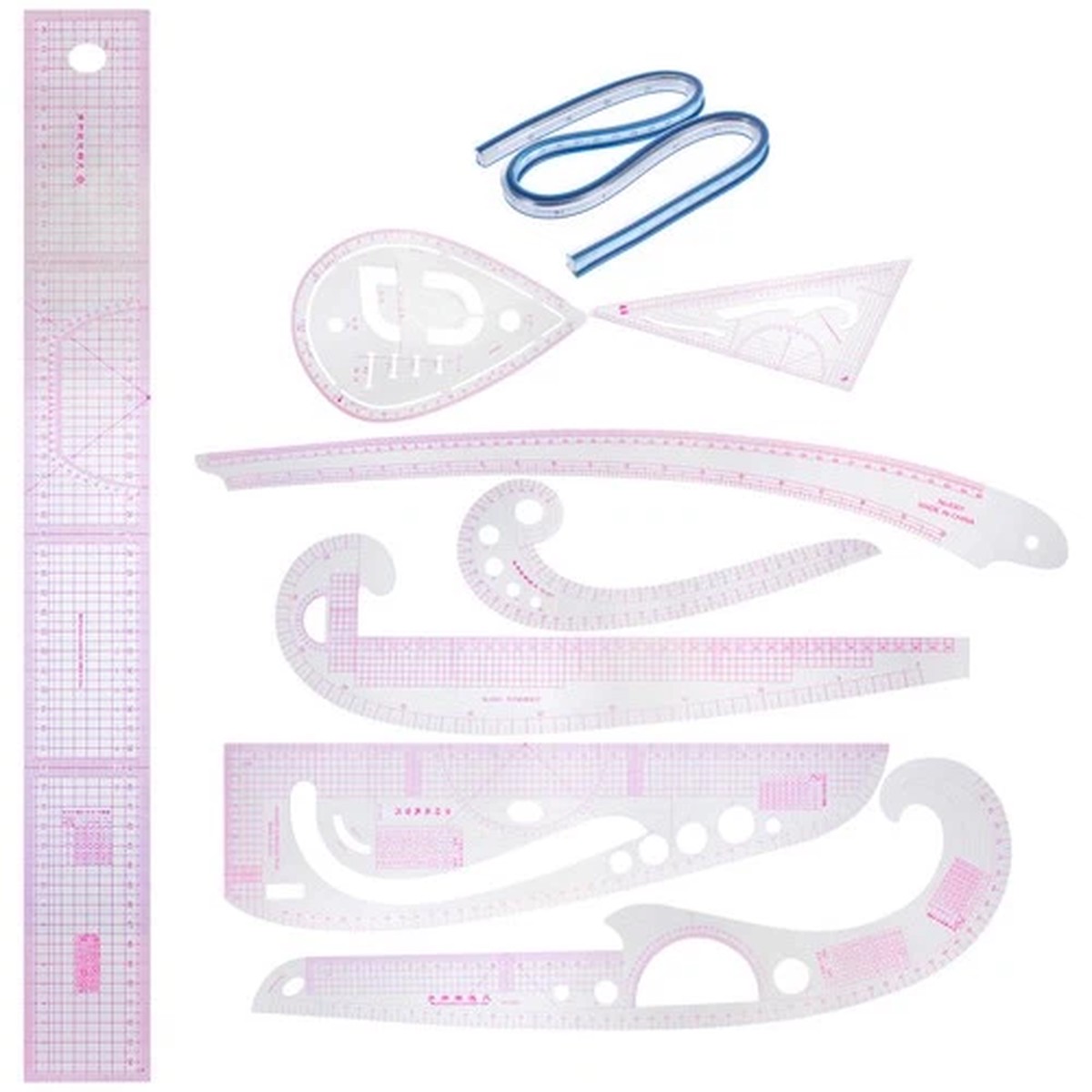 PVC Sewing Accessory Ruler Set with Clear Scale for Accurate Fabric Measuring