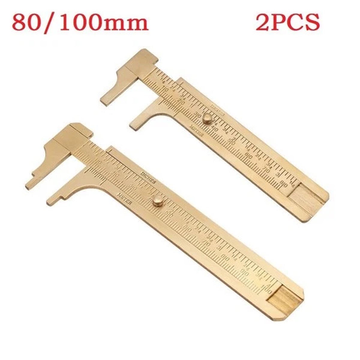 "Sliding Gauge Measuring Tool Solid Brass Vernier Caliper Ruler 2pcs Set"