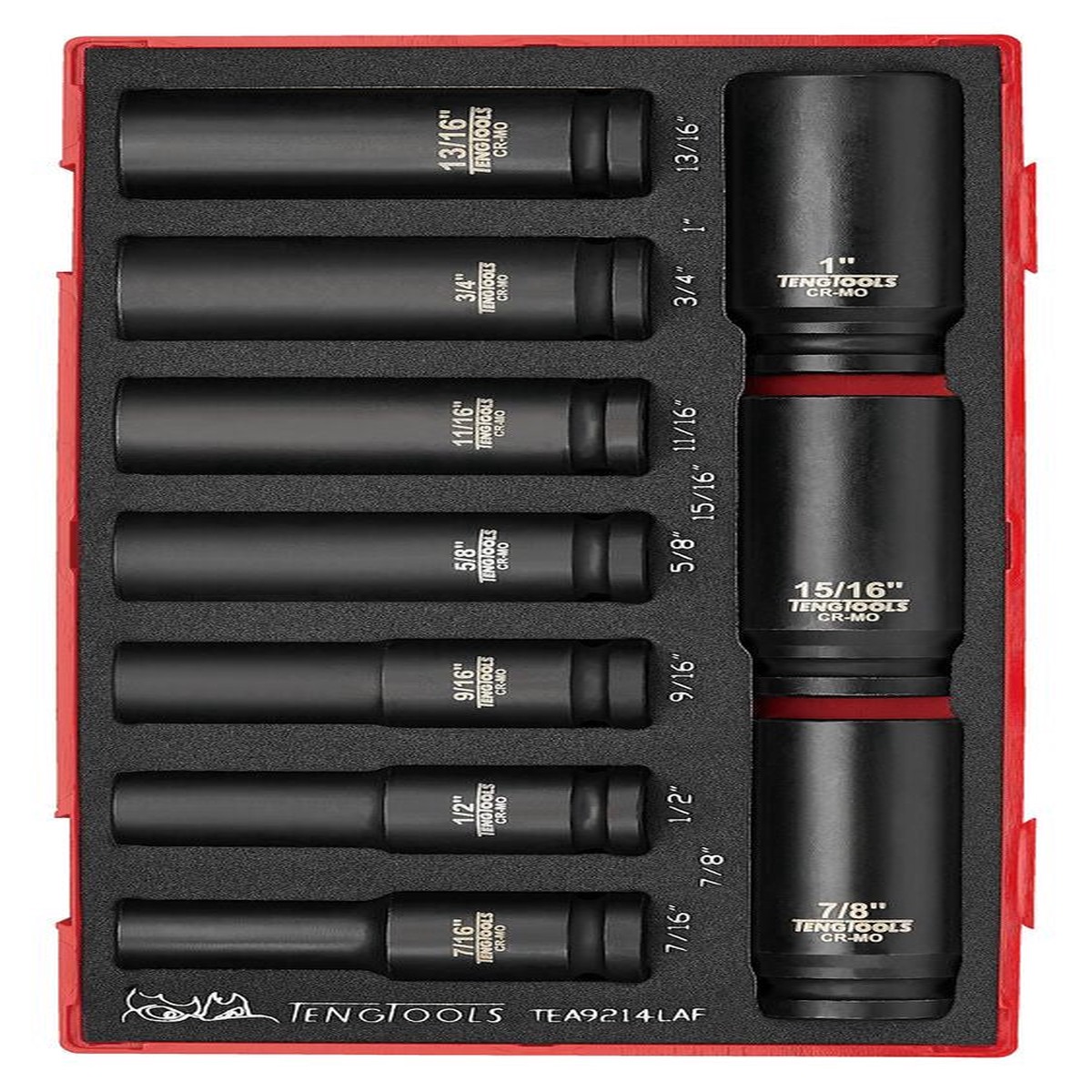 1/2" Deep Impact Socket Set AF DIN FOAM1 14 Pieces