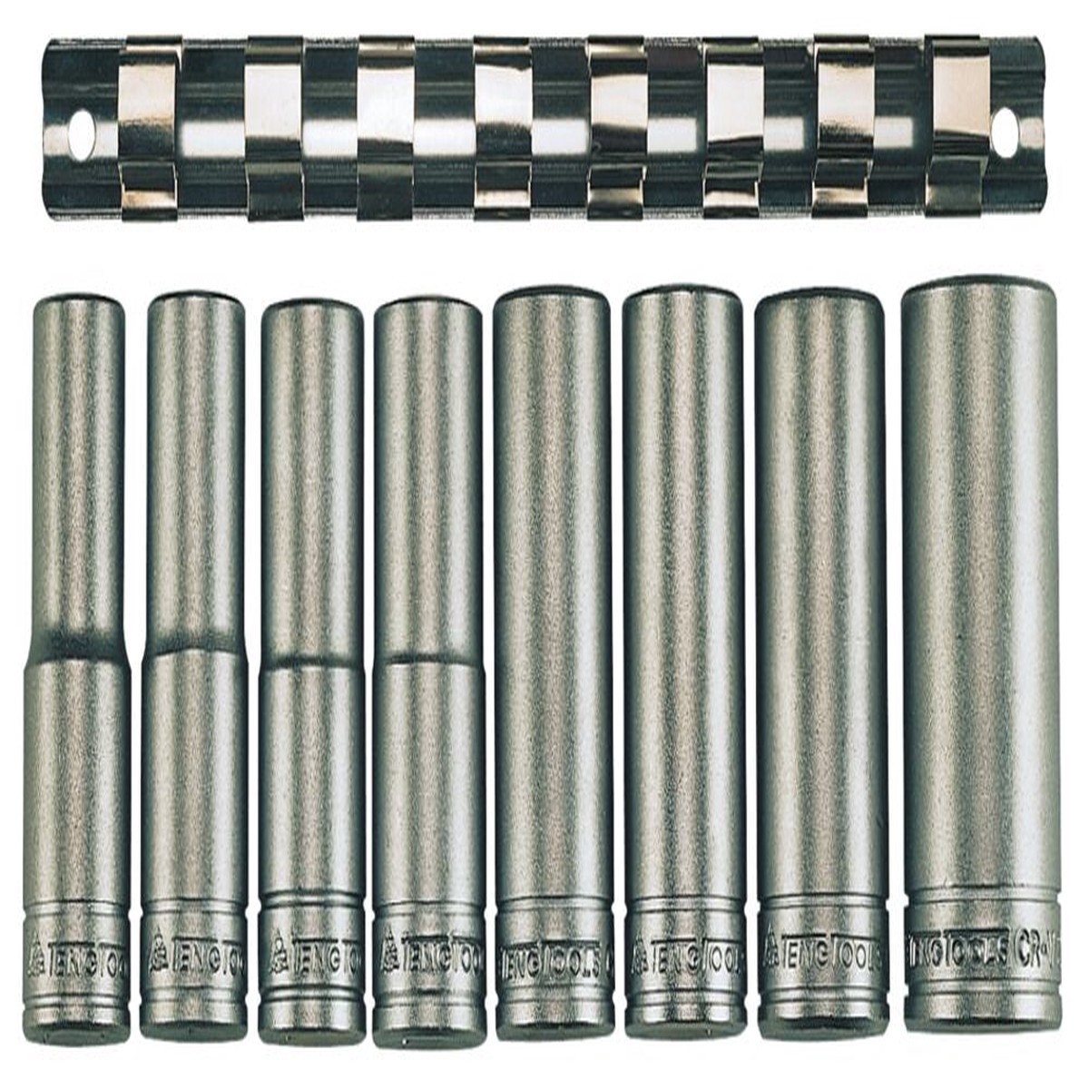 1/2" Deep Socket Clip Rail Set 6 pt 8 Pieces