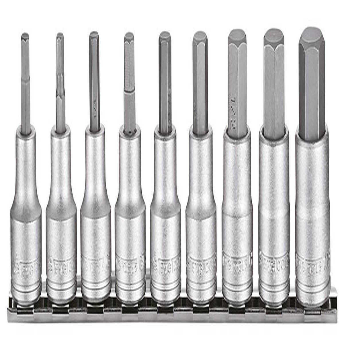 1/2" Hex Bit Socket Clip Rail Set AF 9 Pieces