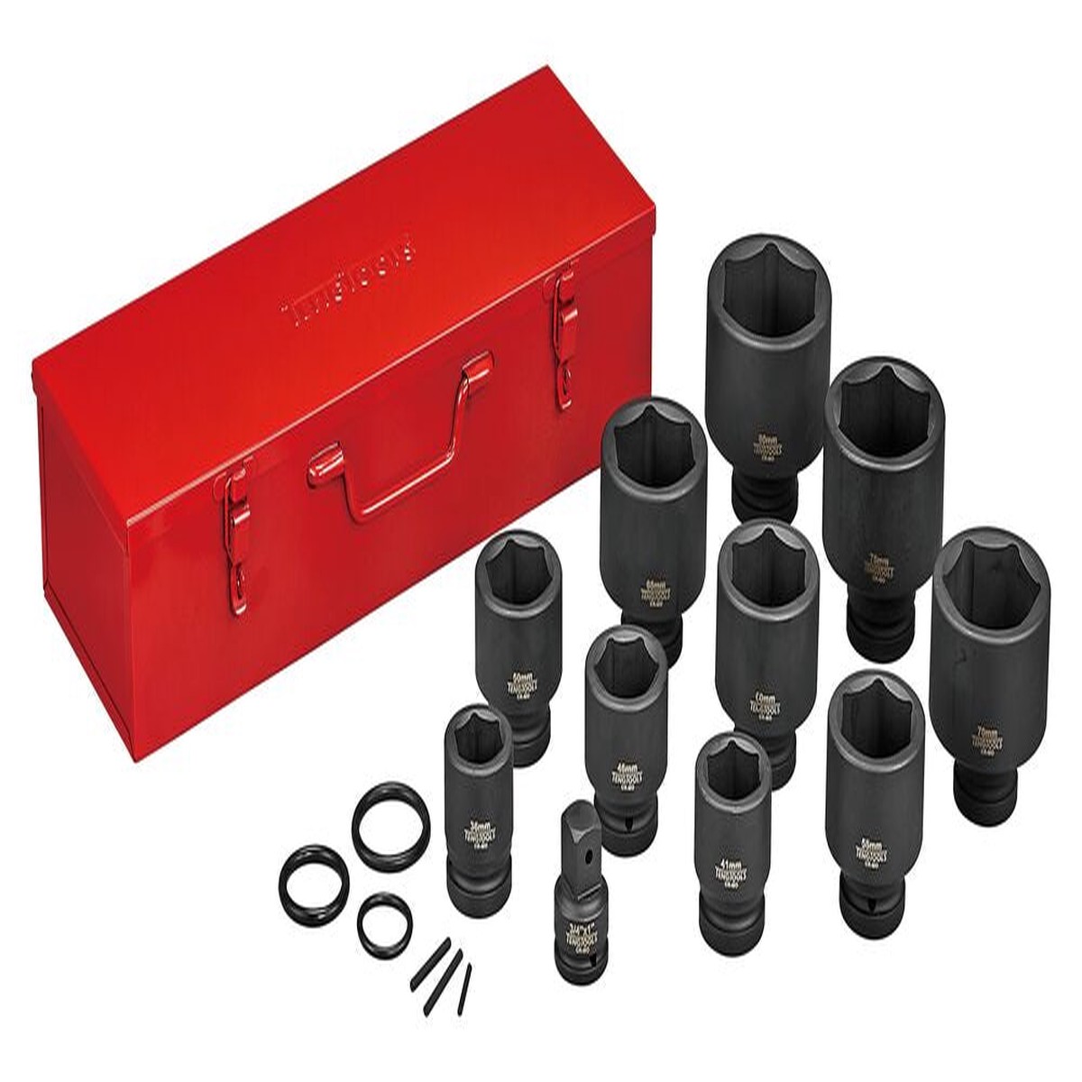 1" Impact Cr-Mo socket set with case DIN 36-80mm