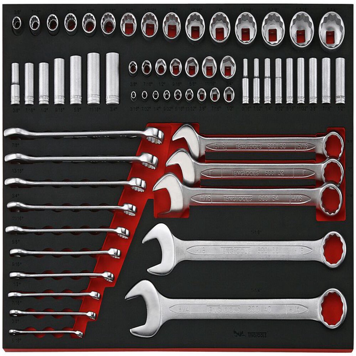 Socket & Combination Spanner Set AF FOAM4X4 62 Pieces