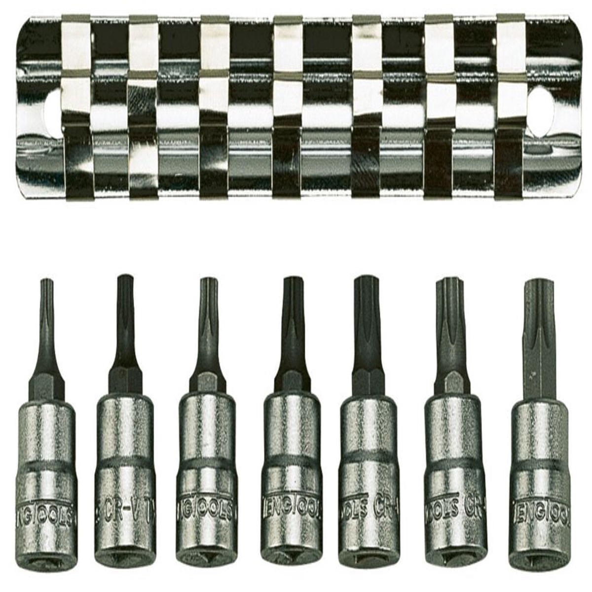1/4" TX Bit Socket Clip Rail Set 7 Pieces