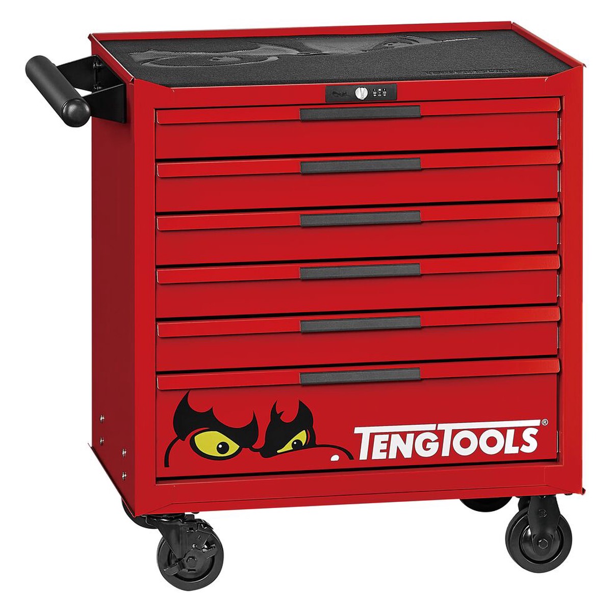 26" PRO35 low roller cabinet 6 drawers red