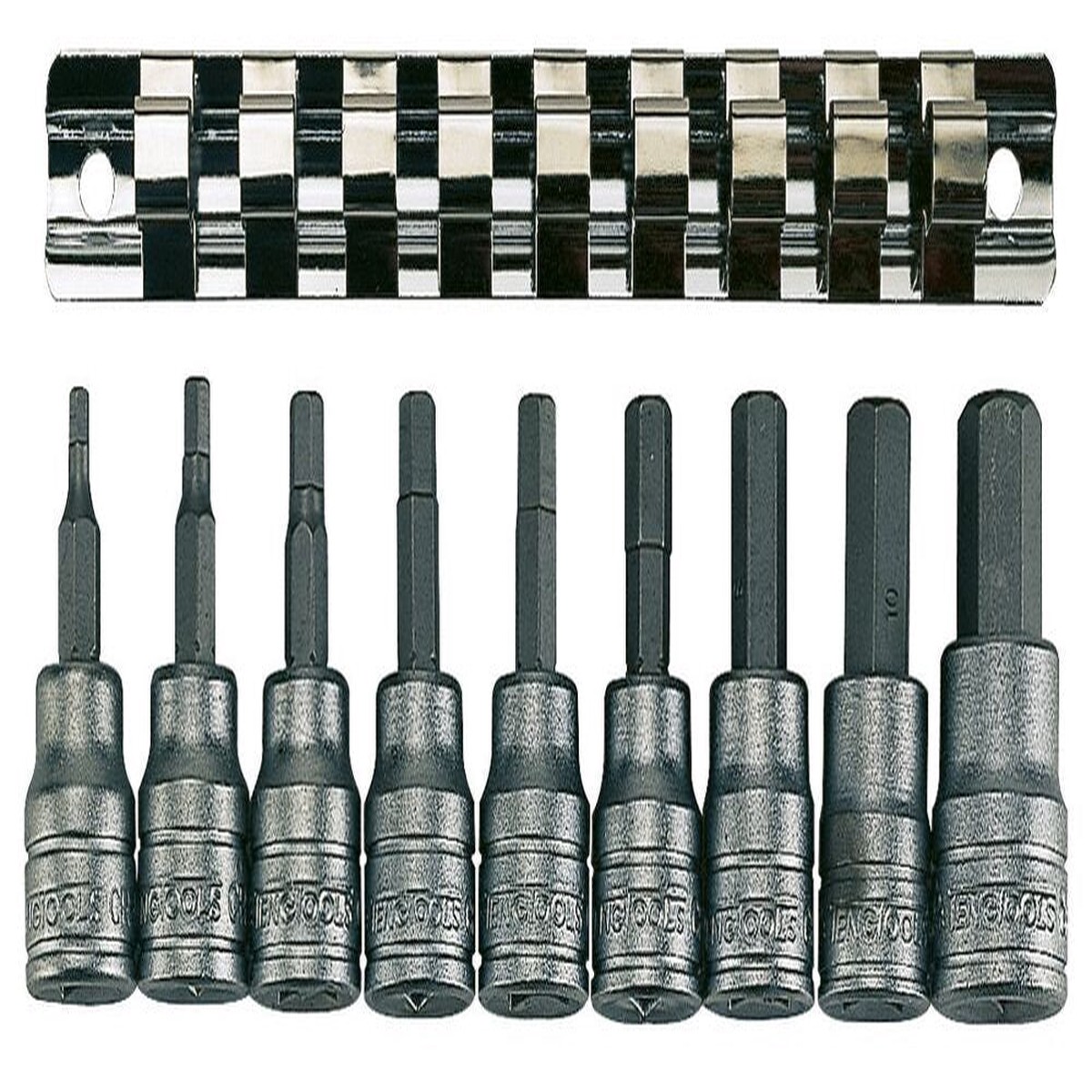 3/8" Hex Bit Socket Clip Rail Set 9 Pieces