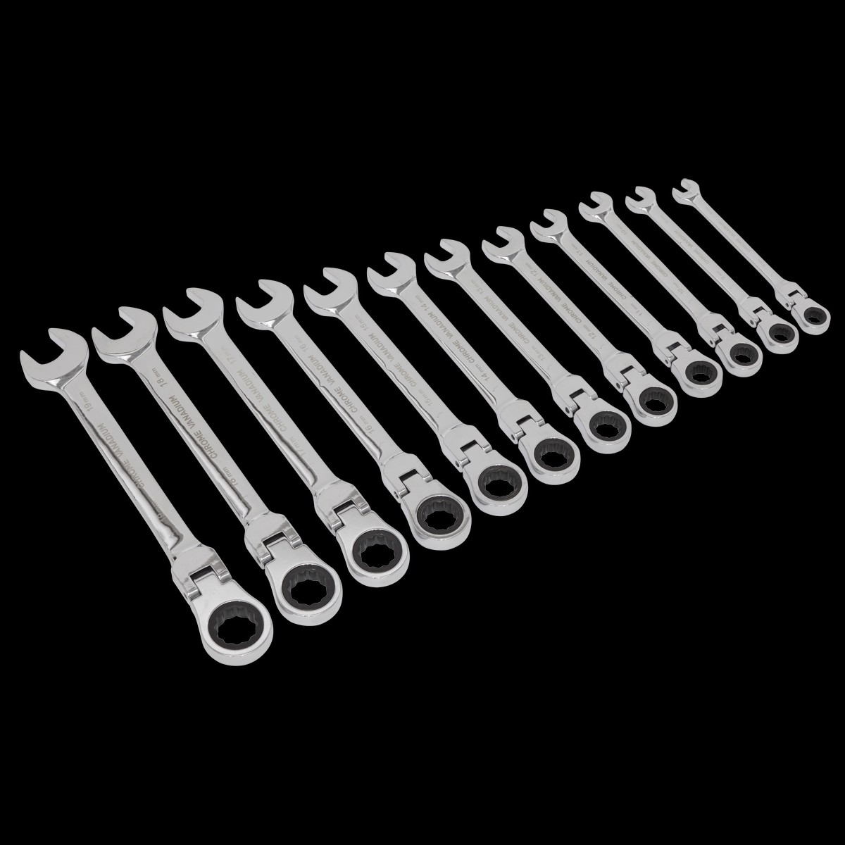 Sealey S0635 12pc Flexi-Head Combination Ratchet Spanner Set