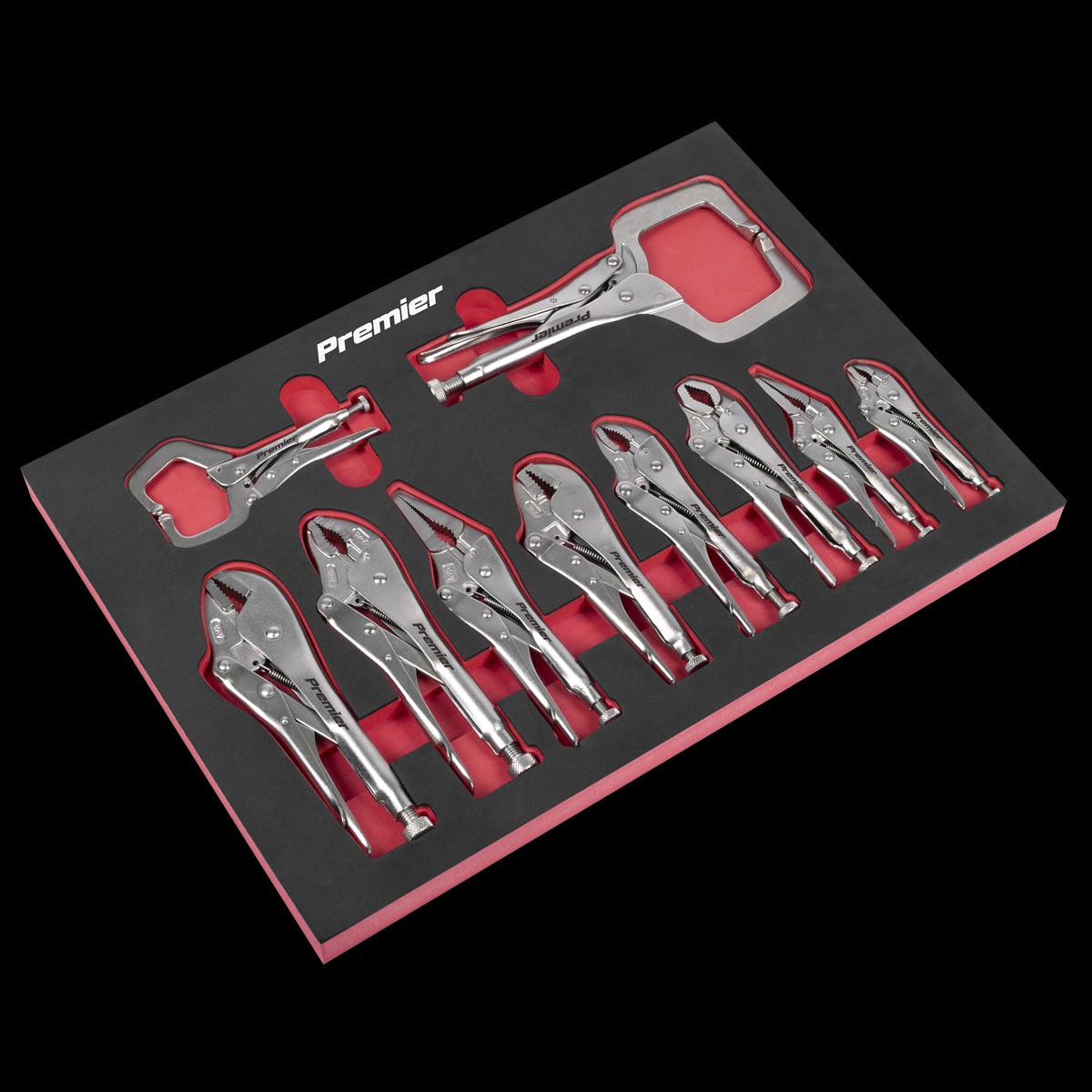 Sealey AK6802 Premier Locking Pliers Set with Foam Tray 10pc