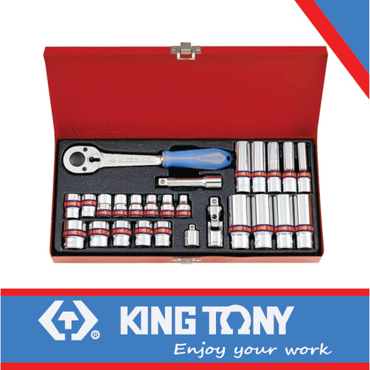 KING TONY SET SOCKETS 3/8" 26PC S.A.E. | 3027SR