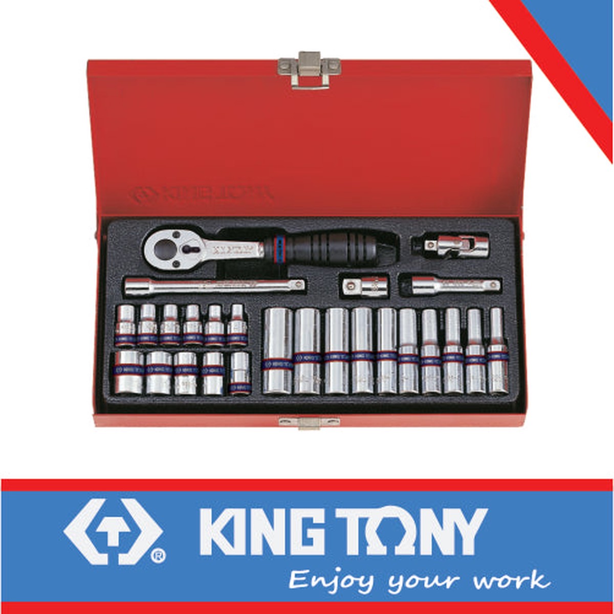 KING TONY SOCKET SET 1/4" STANDARD AND DEEP 4 13MM 26PC | 2526MR