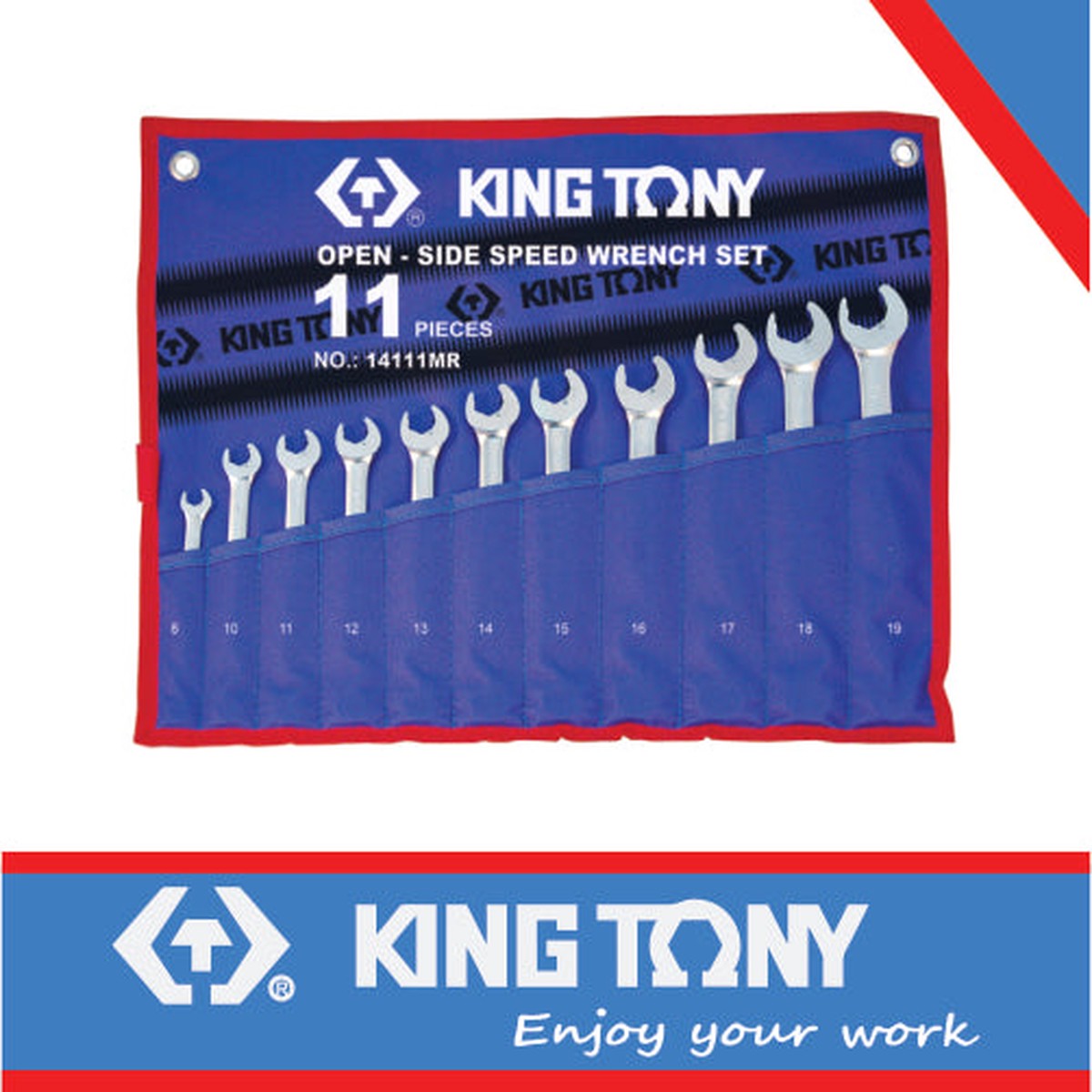 KING TONY SPANNER SET 11PC COMBINATION SPEED ON THE OPEN 8 19MM | 14111MR