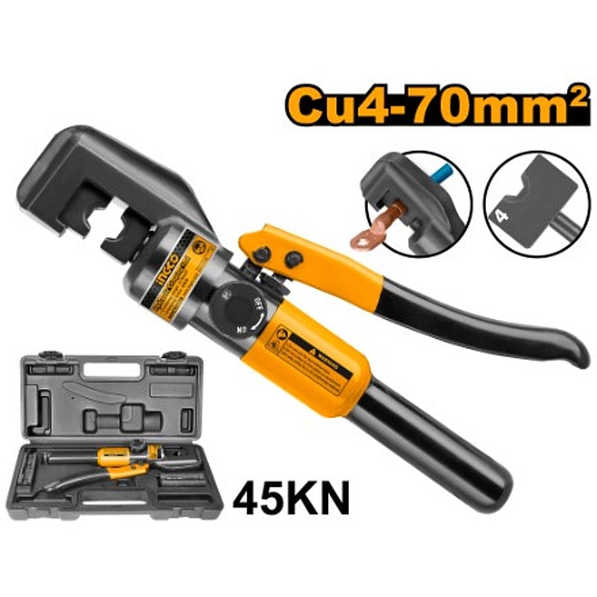 Ingco Hydraulic Crimping Tool, 45 kN | HHCT0170