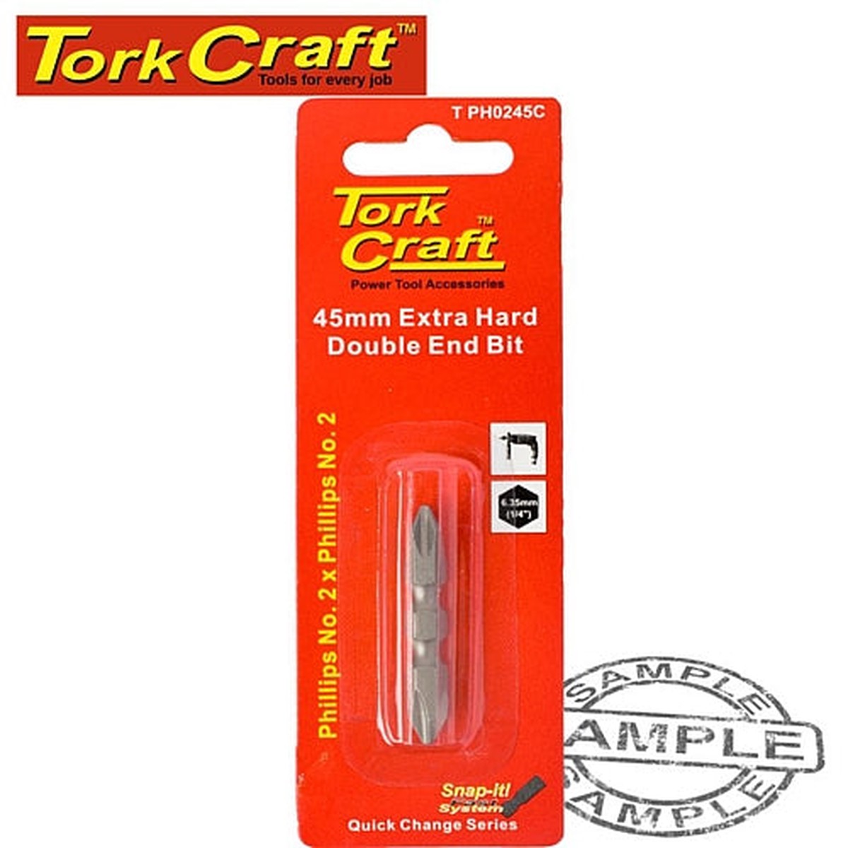 Tork Craft PHILLIPS Double-Ended Insert Bit, PH2 x 45mm | T PH0245C
