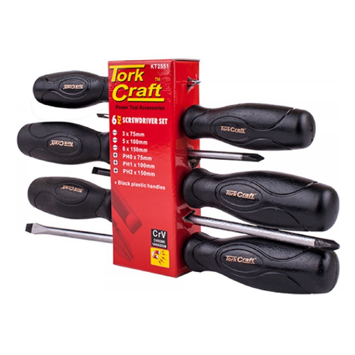 6 Piece Black Handle Screwdriver Set (KT2551)