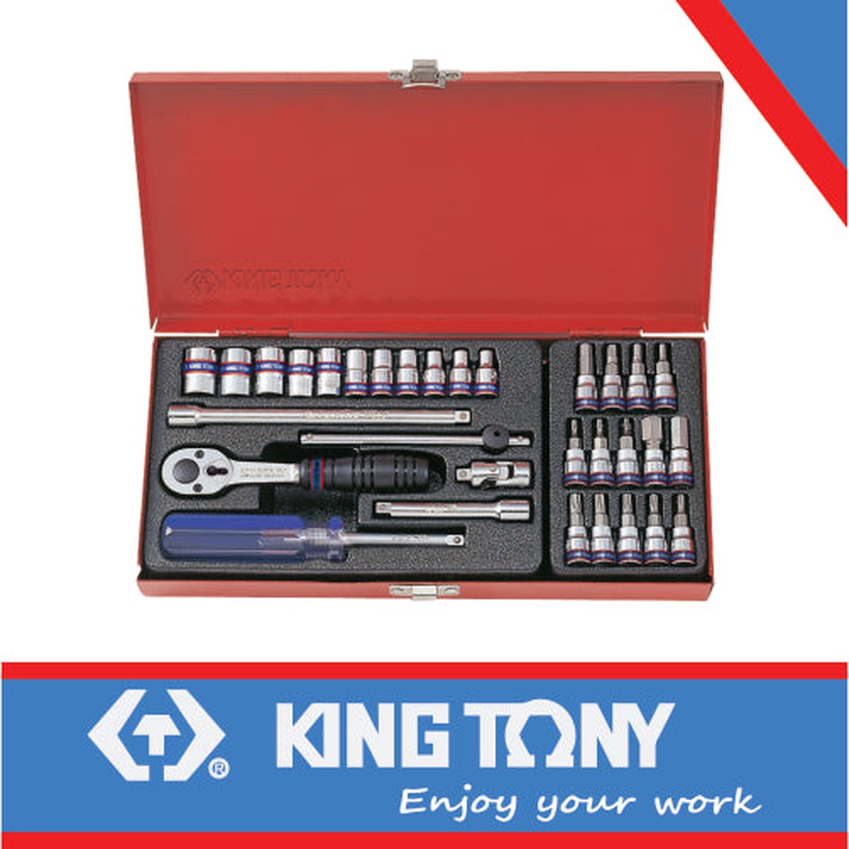 KING TONY 1/4" SOCKET SET 31PC WITH BITS 4 13MM 12P | 2031MR