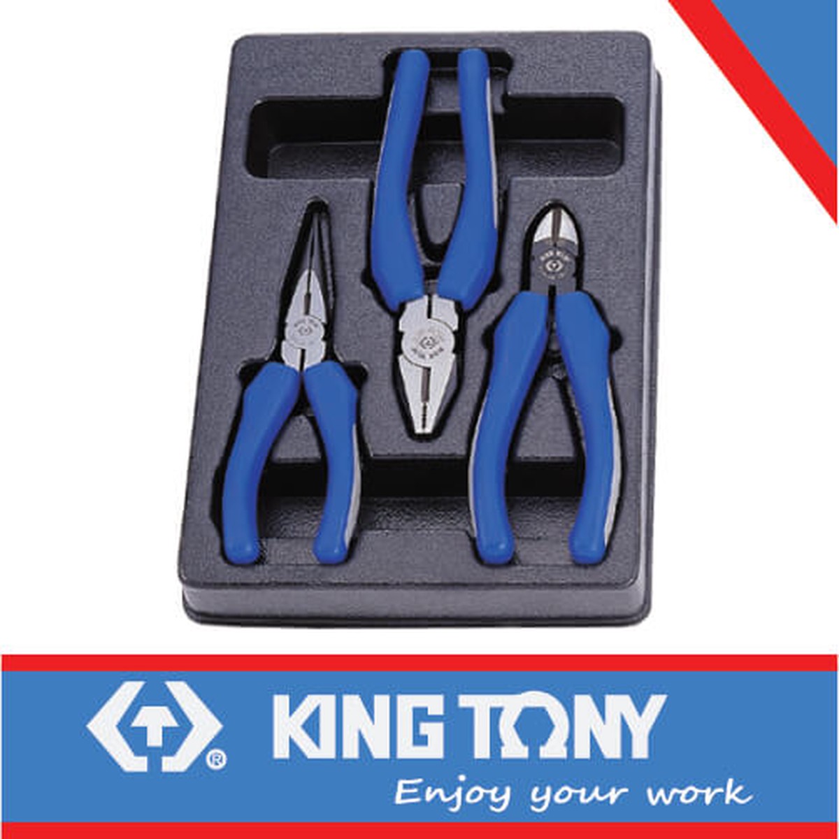 KING TONY PLIERS SET COMBINATION LONG AND SIDE CUTTER 3PC | 9 40103GP