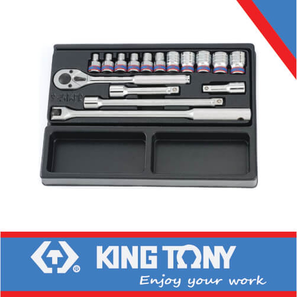 KING TONY SOCKET SET 1/2" 8 24MM 16PC | 9 4516MR