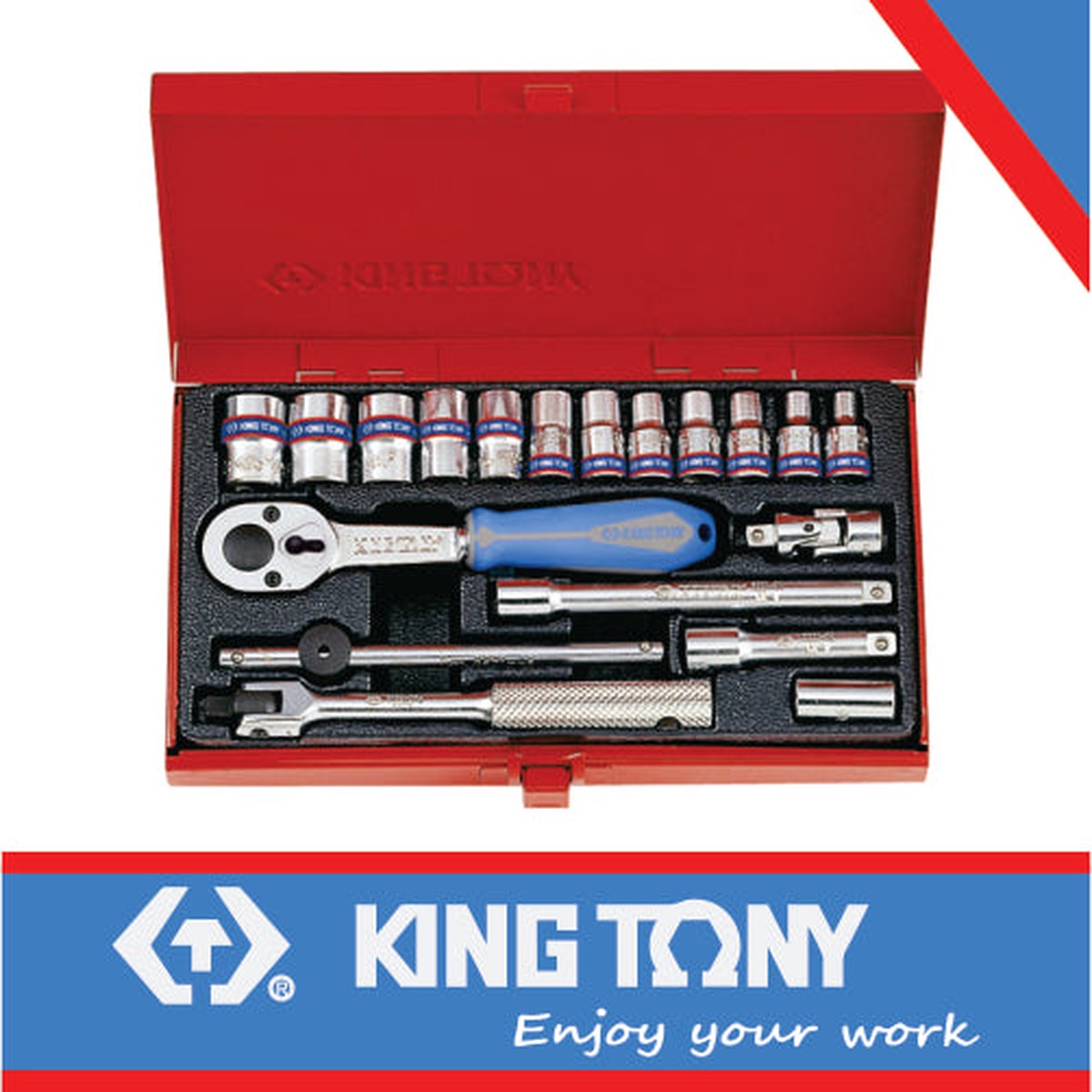 KING TONY SOCKET SET 19PC 1/4" 4 13MM 12P | 2021MR