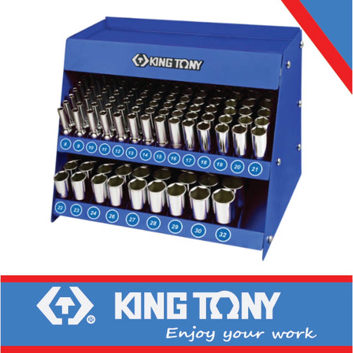 KING TONY SOCKET SHELF COMPLETE 1/2" DEEP 165PC | 4066MR