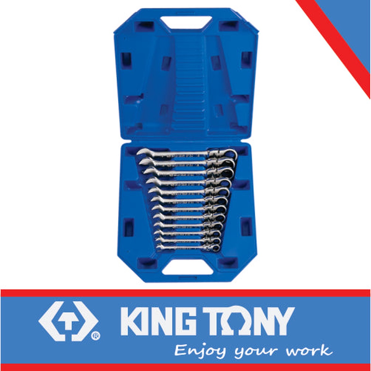 KING TONY RATCHET SPANNER SET FLATEX HEAD 8 19MM | 13012MR